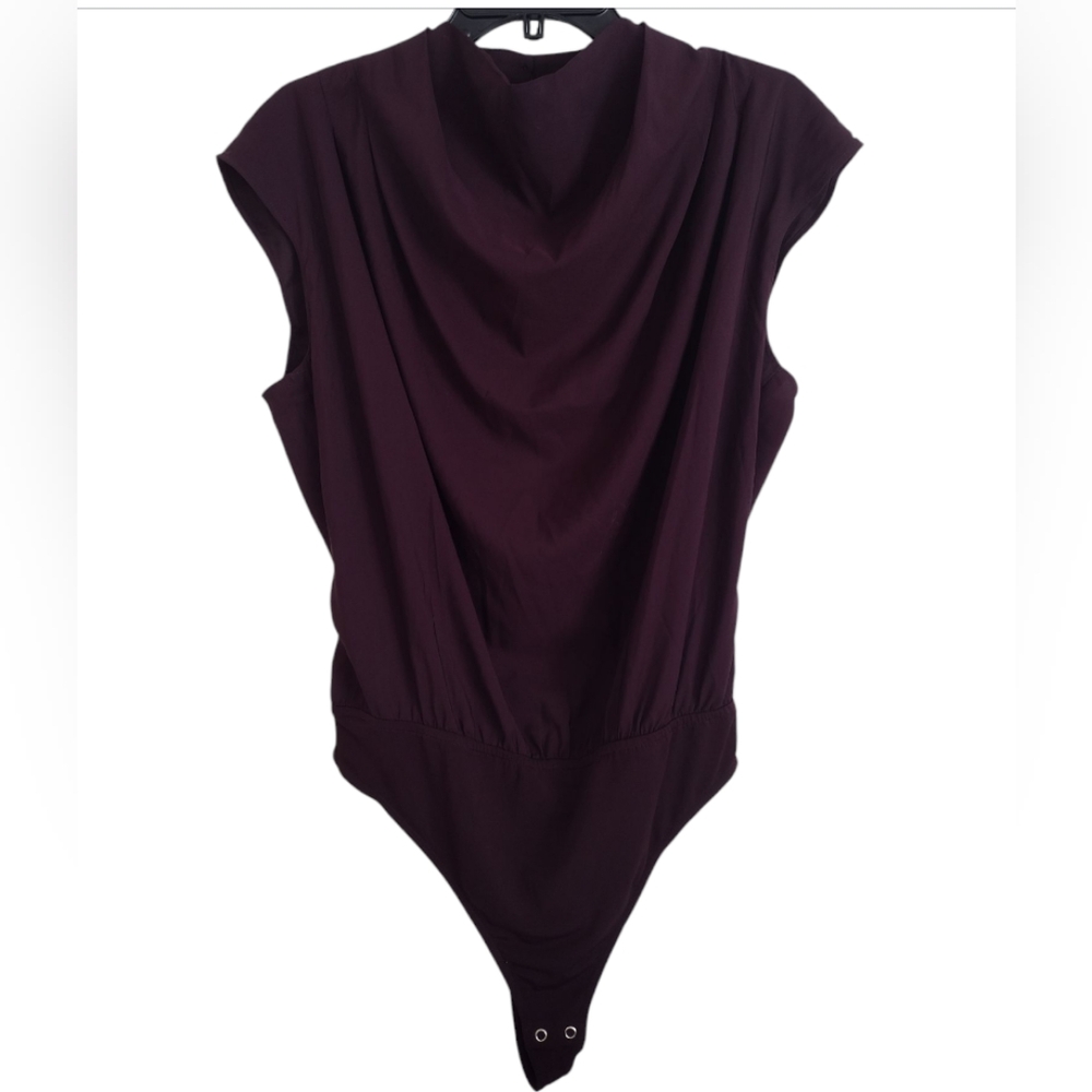 Express Dark Purple Draped Bodysuit High Neck Size Large